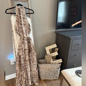 Snake Print Halter Maxi Dress